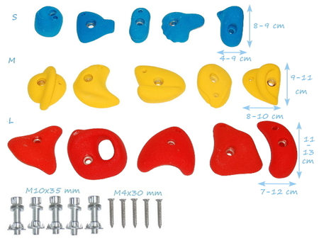 Kamienie do wspinaczki JEDNOKOLOROWE M 5szt.