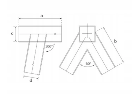 ZESTAW 1+1 łączników do belki 90x90mm 100° otwarty - łącznik ścienny+łącznik do belki otwarty